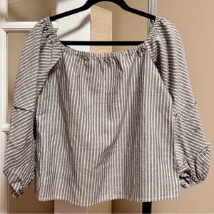 Stores Women's Cotton/Linen Puffy Sleeve Blouse